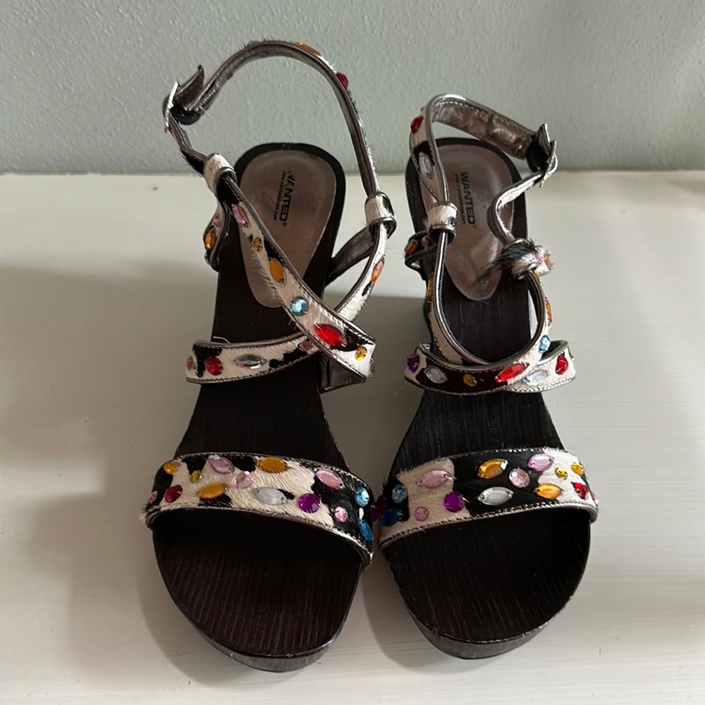 Wanted brand cowhide and gemstone wedges